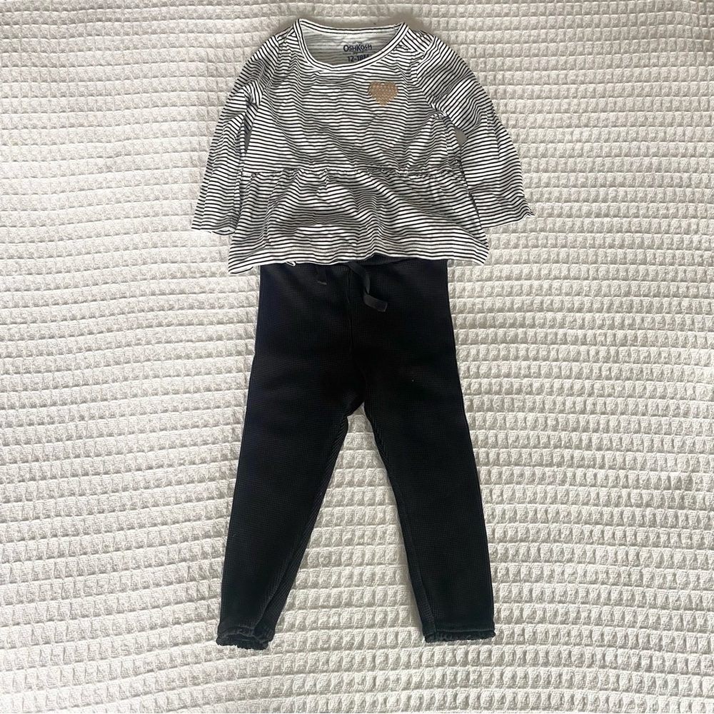 Girls black and white matching outfit Oshkosh and Zara 12-18M